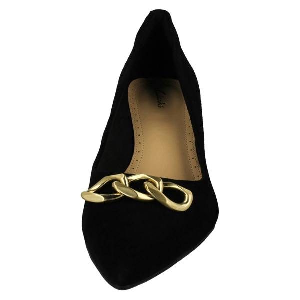 Clarks Ladies Clarks Chain Detailed Kitten Heeled Shoes Violet55 Trim