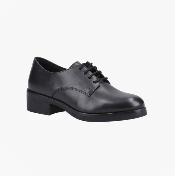 Hush Puppies ANASTASIA Girls Leather School Shoes Black