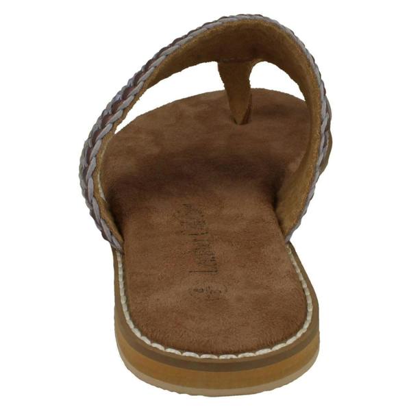 Leather Collection Ladies Leather Collection Metallic Toe Loop Sandals F00273
