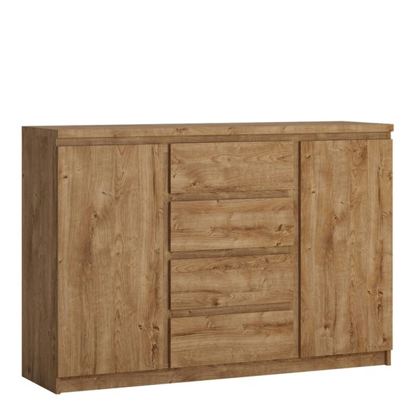 Wyld Haus Hemingway Natural Oak Wood  Sideboard 2 Door 4 Drawer