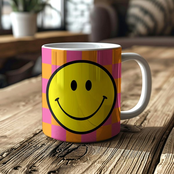 Checkerboard Checkmate Smiley Mug in Tutti Frutti - Love Frankie