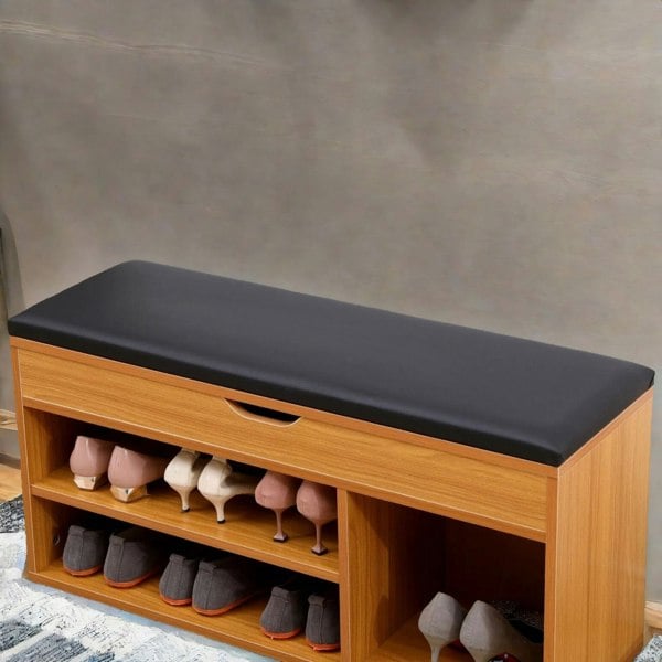 Rafaelo Mobilia Wooden Shoe Storage Bench With Cushioned Seat 90CM