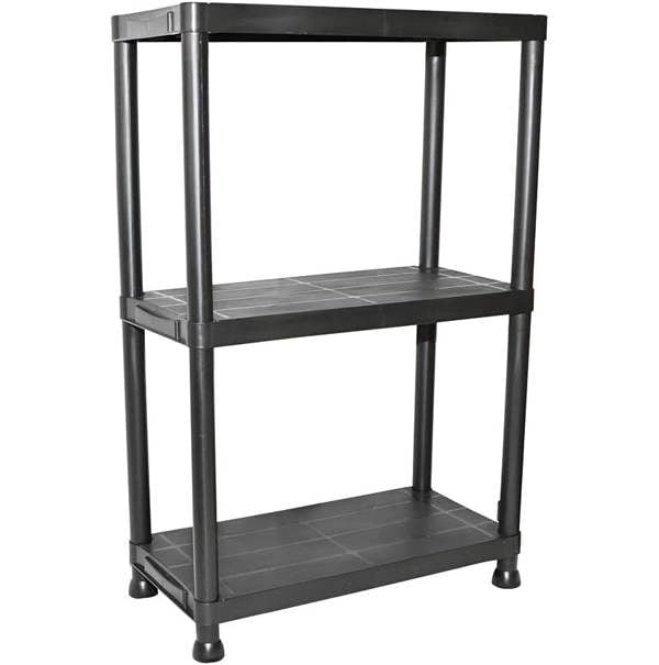 Gr8 Home Black 3 Tier Plastic Shelving Unit Storage Racking Shelves Garage Warehouse Shed