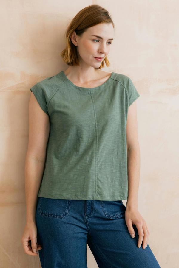 Lily & Me Tidal Organic Cotton T-Shirt Laurel Green