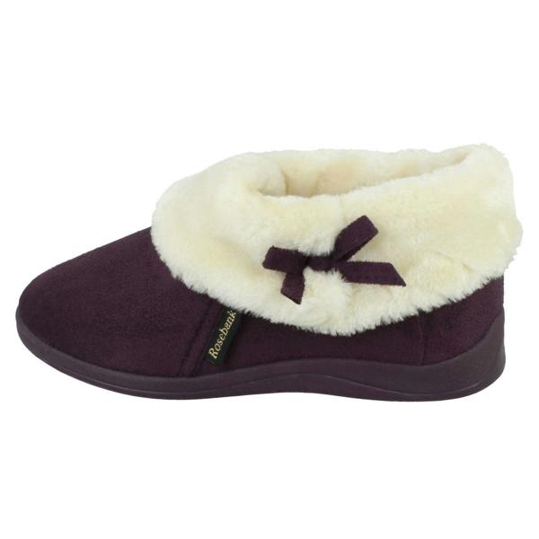 Rose Bank Ladies Rose Bank Memory Foam Velour Bootee Slippers Sharon