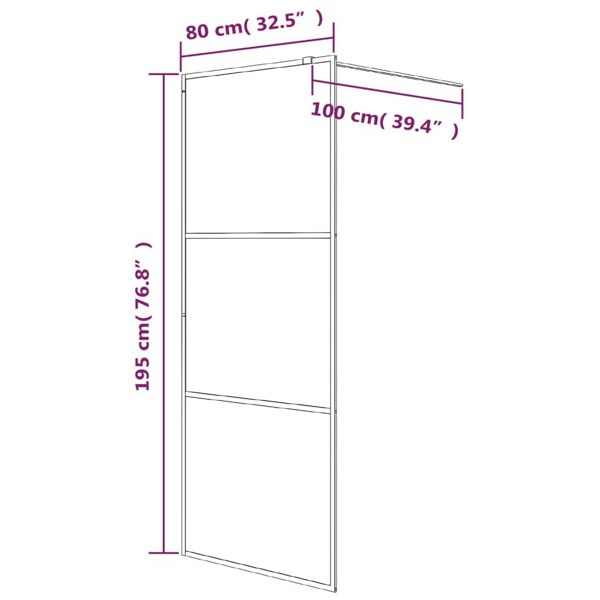Berkfield Walk-in Shower Wall Black 80x195 cm Clear ESG Glass