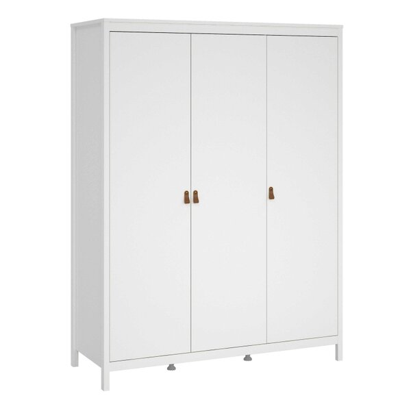 Wyld Haus Wildberry Matt White Wardrobe 3 Doors Leather Handles
