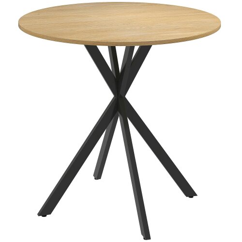 Wyld Haus Mihafi Metal And Wood White Oak Finish Industrial Round Dining Table 80cm