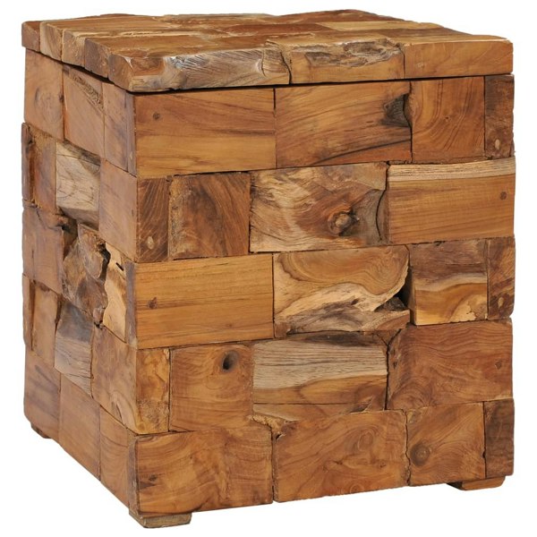 Berkfield Storage Stool Solid Teak Wood