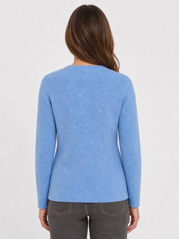 PennyPlain Ribbed Button Cardigan - Cornflower