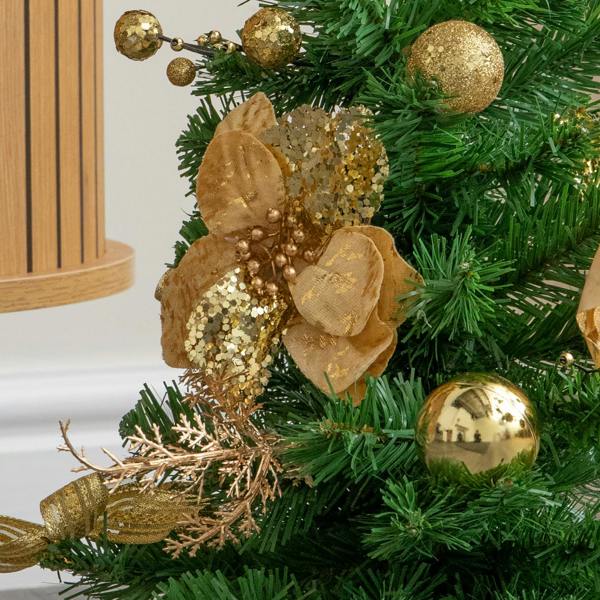 Samuel Alexander 50cm Mini Christmas Fir Tree in Plastic Pot with Gold Decorations