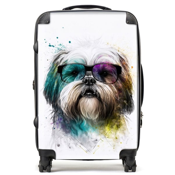 Warren Reed Lhasa Apso Face Glasses Splashart Suitcase