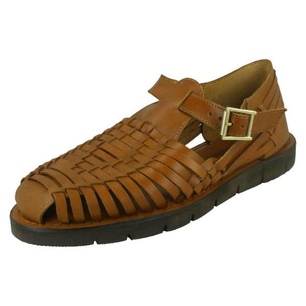 Leather Collection Mens Leather Collection Flat Weaved Sandals A0051