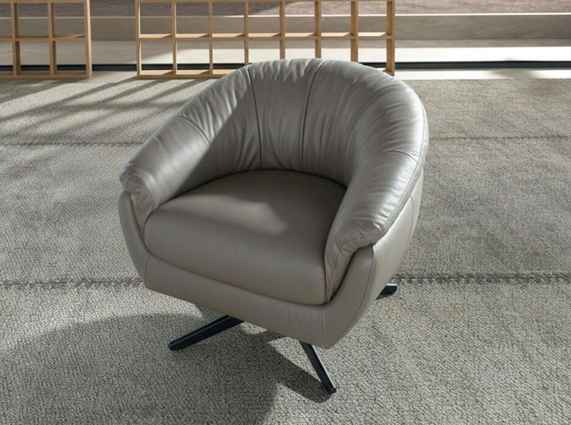 Angel Cerdá Grey Leather Swivel Armchair 5138