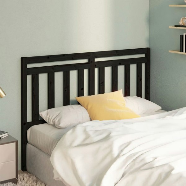 Berkfield Bed Headboard Black 146x4x100 cm Solid Wood Pine