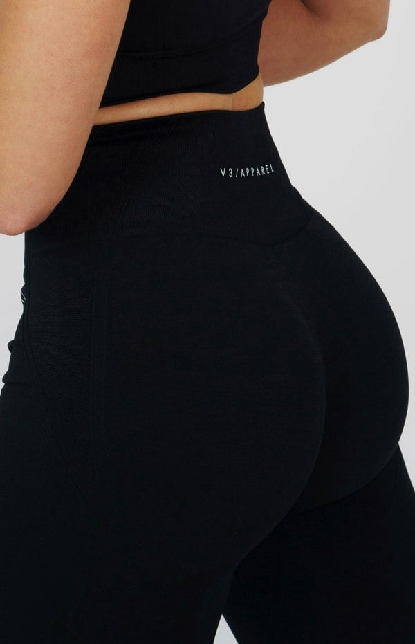 V3 Apparel Tempo Seamless Scrunch Leggings - Black