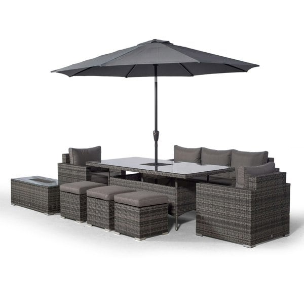 Giardino Sydney 8 Seater Drinks Cooler Conversation Dining Set With Coffee Table & 3 Stools