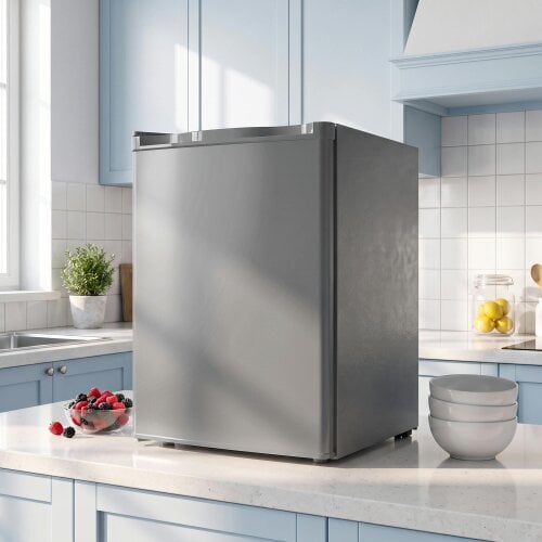 HOMCOM 60L Tabletop Mini Freezer with Reversible Door for Home, Grey