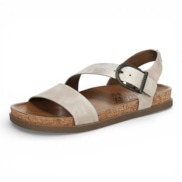 Blowfish Malibu Women's Cloud Silver Footbed Strappy Flat Sandals - Lance