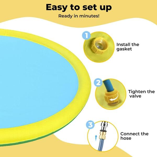 Skylos Splash Pad Inflatable Pool Kids Dog Sprinkler Water Play Mat Outdoor