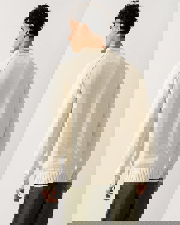 GANT Mens Intarsia G Logo Crew Neck Jumper - 130 Cream - CHO - Designer Mens Sweatshirts