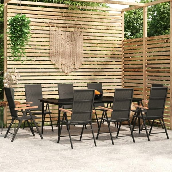 Berkfield 9 Piece Garden Dining Set Black