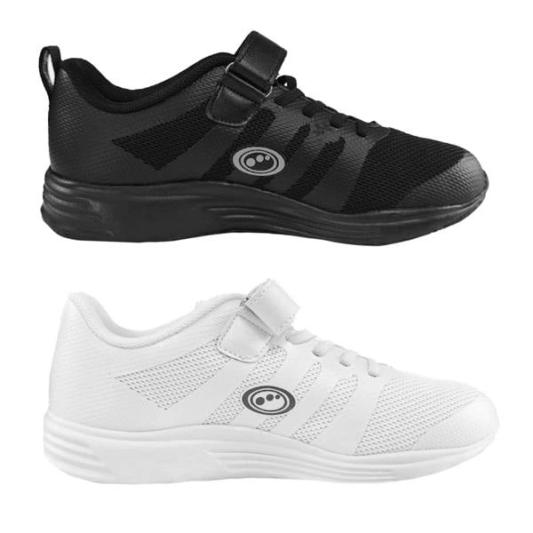 Mesh Top Easy Fasten School Trainers (Infant & Junior) – White & Black - Optimum