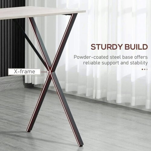 Bobobiy 120 cm Rectangular Bar Table for 4 People, Modern Breakfast Bar Table - Wood Effect Tabletop, Steel Legs, Coffee Desk for Living Room, White