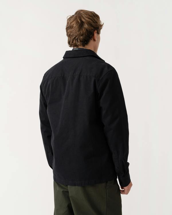 Back of Belstaff Mens Outpost Shirt Cotton Herringbone - Black