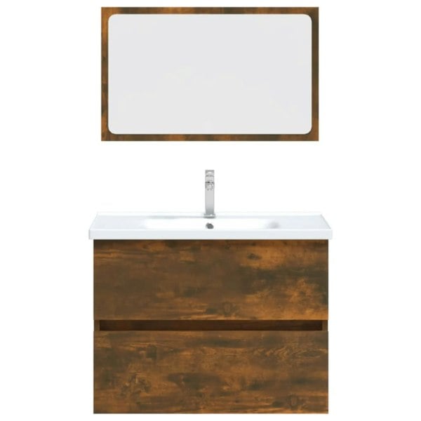 Berkfield 2 Piece Bathroom Furniture Set Smoked Oak Engineered Wood