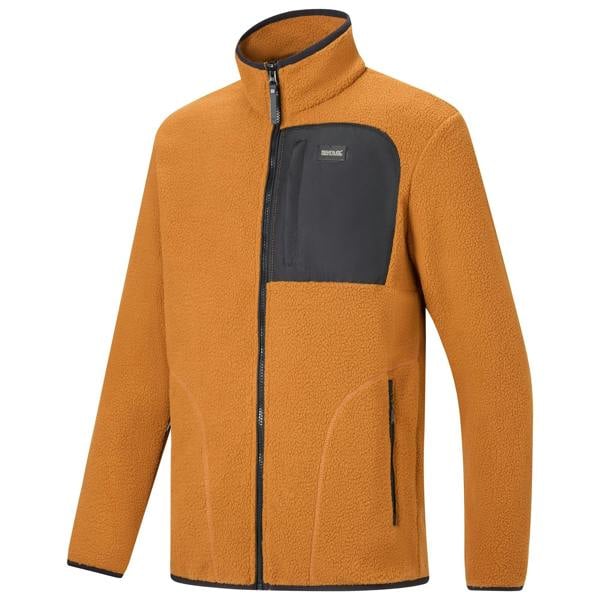 Regatta Mens Frankie Borg Fleece Jacket - Rich Tan/Black - 