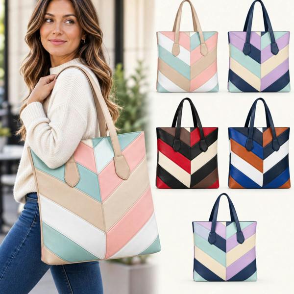 Lorenz Chevron Colour Block Tall Tote Shopper Bag