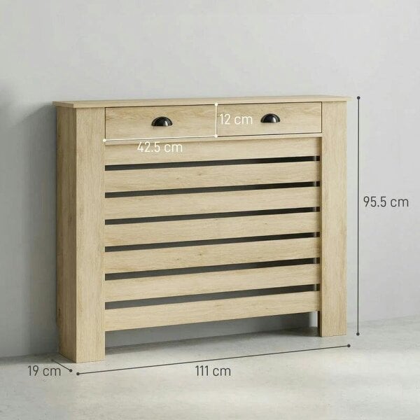 Bobobiy 95.5H x 111Wcm Radiator Cover, with Drawer - Oak