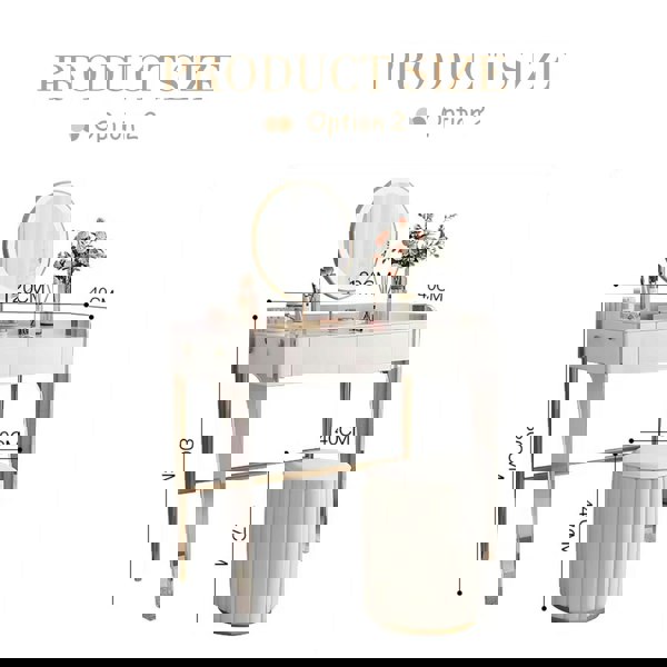 Elfriede Dressing Table, White-Rit Concept-90cm-With Stool-Rit Concept