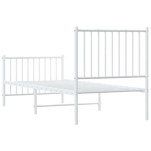Berkfield Metal Bed Frame with Headboard and Footboard White 75x190 cm 2FT6 Small Single
