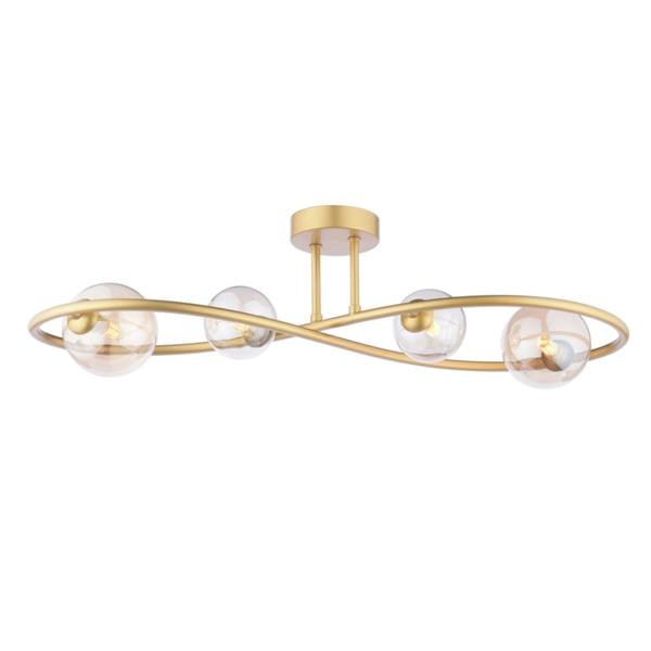 Pagazzi Lighting Lena 4 Light Satin Brass Semi Flush Ceiling Light