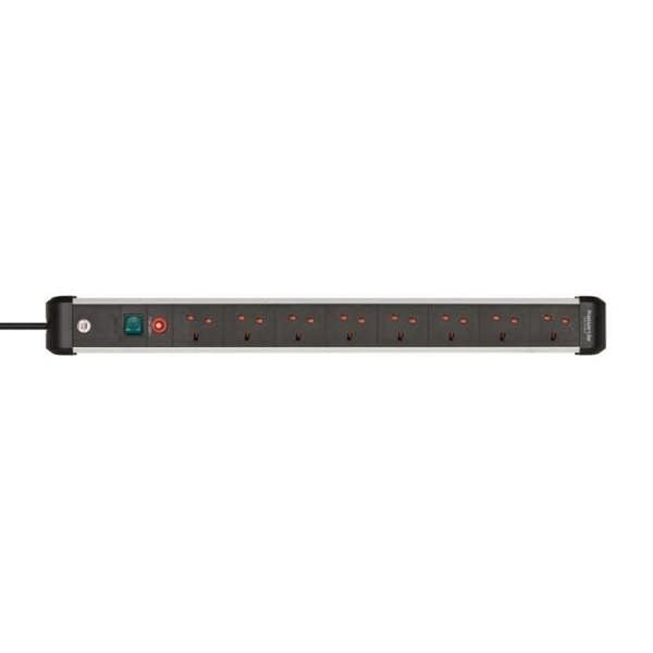 Brennenstuhl Premium-Alu-Line 8-Way Extension Lead - 3 Metre Heavy Duty Cable