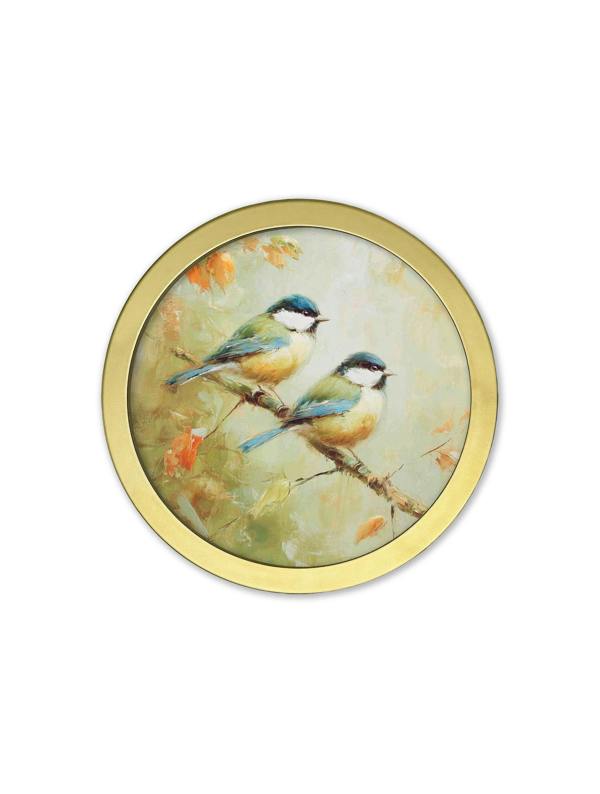 Exceptional Art Garden Birds - 30cm Gold Round Box Frame