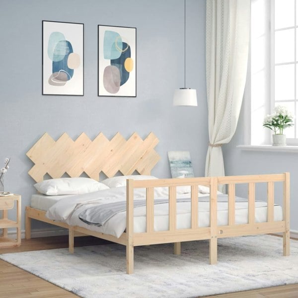 Berkfield Bed Frame with Headboard 140x190 cm Solid Wood