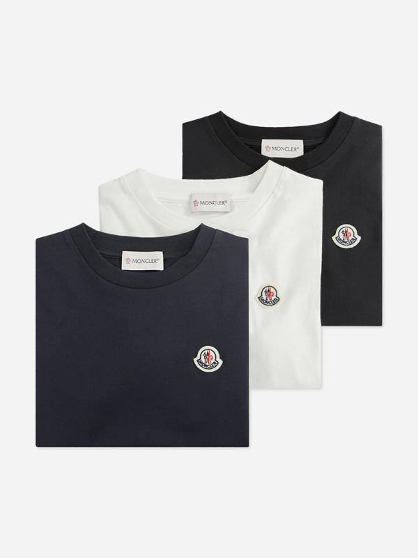 Moncler Enfant Boys Logo Patch T-Shirt Set in Navy