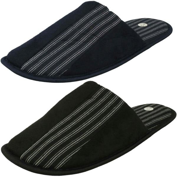 Spot On Mens Spot On Stripy Mule Slippers X2118