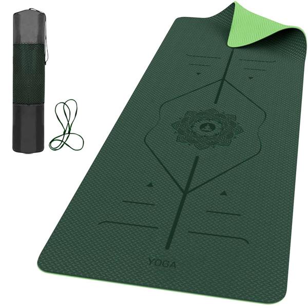 ROMIX Pro Yoga Mat with Alignment Lines, 6mm Non Slip Lightweight Exercise Mat with Carry Bag and Strap