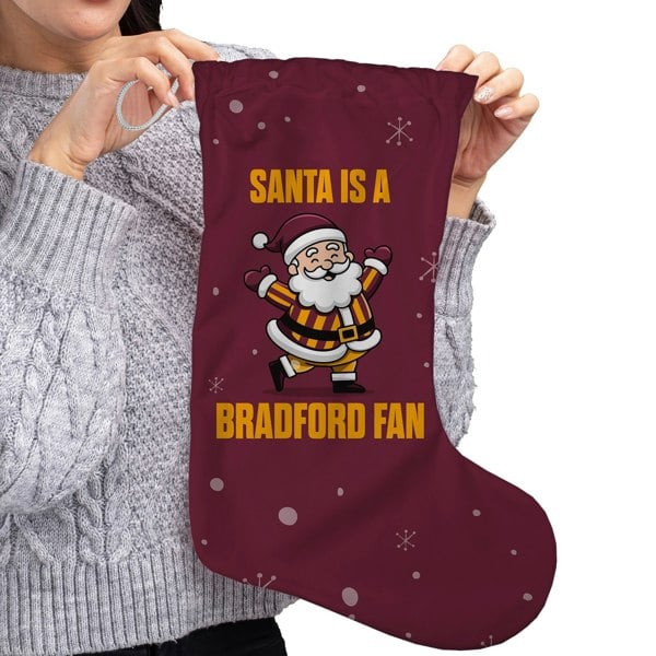 BritishmadeGifts Santa is a Bradford Football Fan - Christmas Stocking