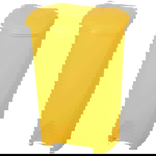 1 x Yellow 50L Recycling Commercial Medical Utility Waste Trash Pedal Bin With Hands Free Foot Pedal Operation