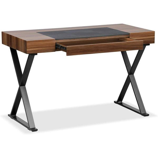 Homeology ADONIS Walnut with Matte Black Legs Ergonomic Home Office Luxury Desk