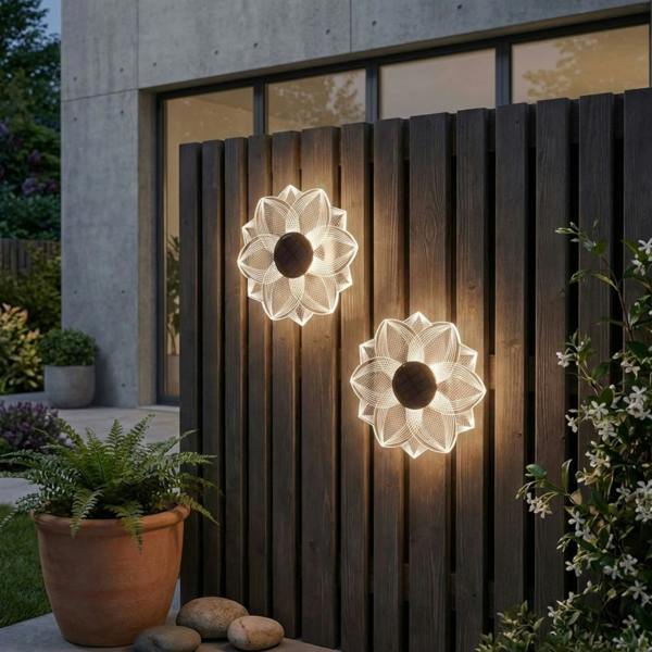 Garden Greatness Duo Bloom Solar Light Fence Wall Art Set