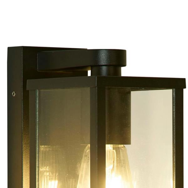 Lighting Collection Black & Clear Glass Outdoor Wall Light