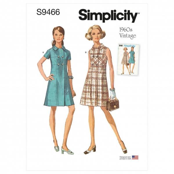 Simplicity Sewing Pattern 9466, Dresses, Vintage Style for Women, H5 (6-8-10-12-14) - Intermediate