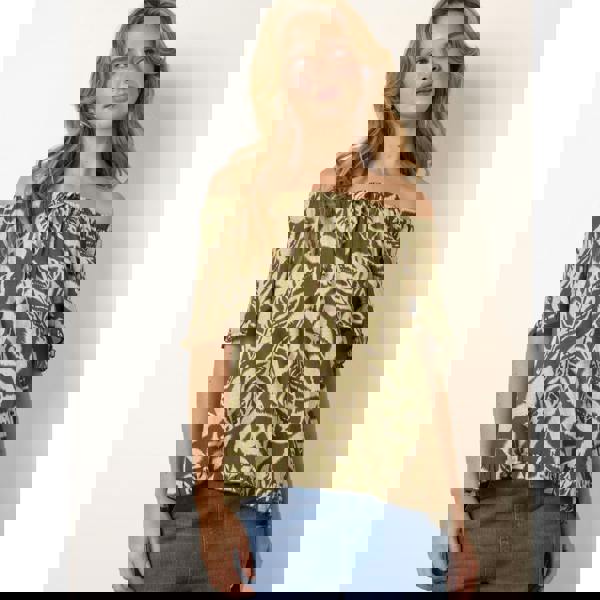 Blue Vanilla Printed Tie Front Top