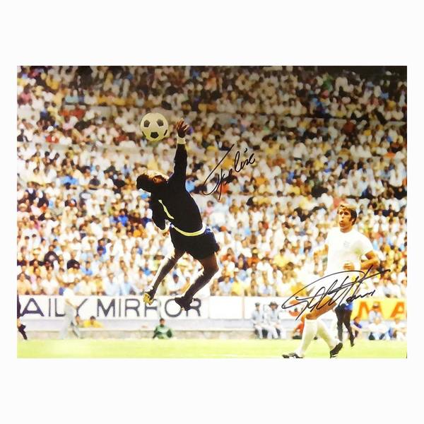 Geoff Hurst & Felix Dual signed 1970 World Cup photo — Unframed